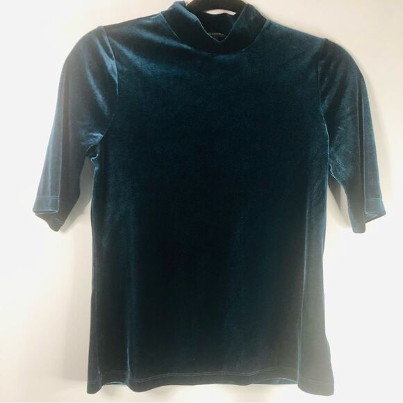 Banana Republic Velvet Mock Neck Navy Size S - Picture 2 of 5